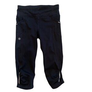 Athleta Girl Active Capri Athleticwear Black Reflective Leggings S